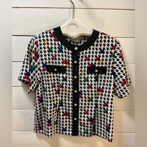 PRINCIPLES Vintage Black & White Houndstooth Blouse – Size L (12)